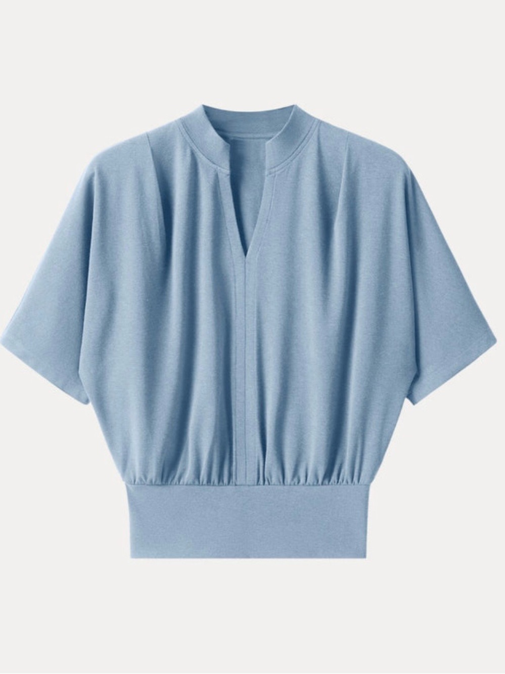 OGL Light Blue Short-Sleeve Pullover with Band Hem